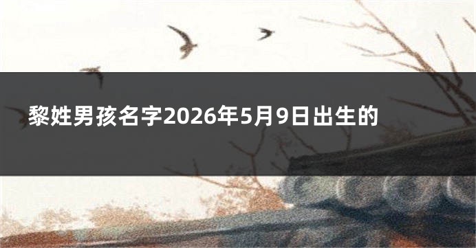 黎姓男孩名字2026年5月9日出生的