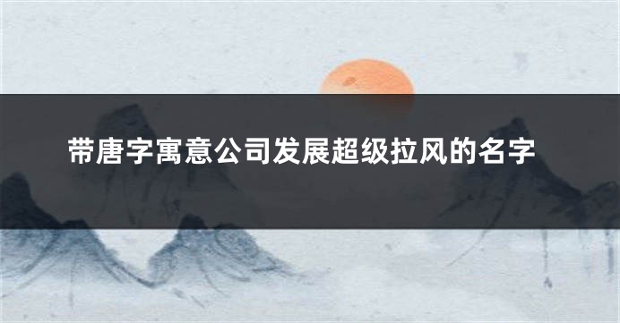 带唐字寓意公司发展超级拉风的名字