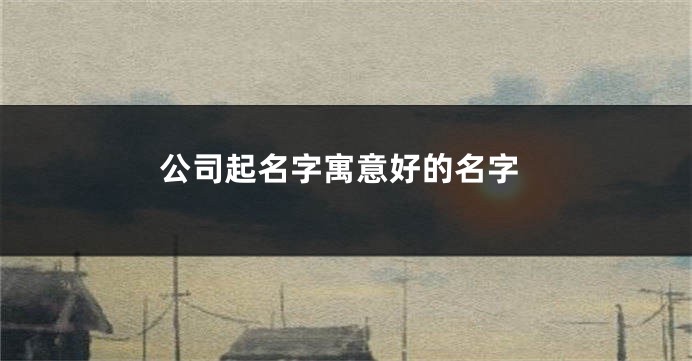 公司起名字寓意好的名字