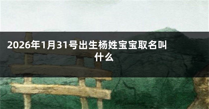 2026年1月31号出生杨姓宝宝取名叫什么