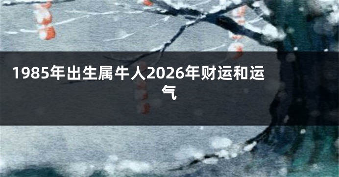 1985年出生属牛人2026年财运和运气
