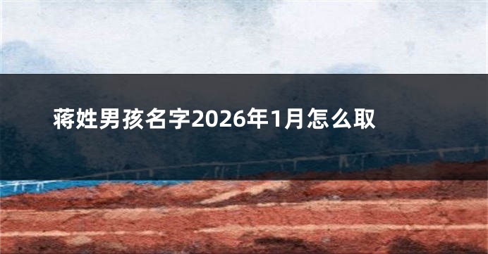 蒋姓男孩名字2026年1月怎么取