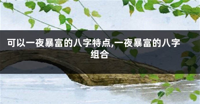 可以一夜暴富的八字特点,一夜暴富的八字组合