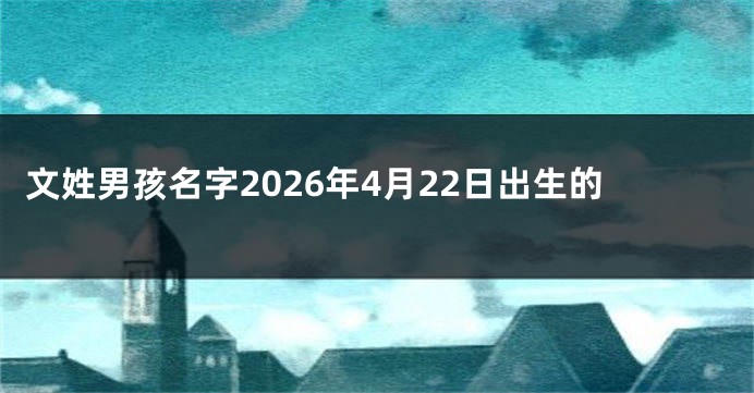 文姓男孩名字2026年4月22日出生的
