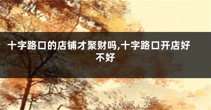 十字路口的店铺才聚财吗,十字路口开店好不好