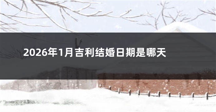 2026年1月吉利结婚日期是哪天