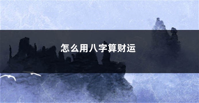 怎么用八字算财运