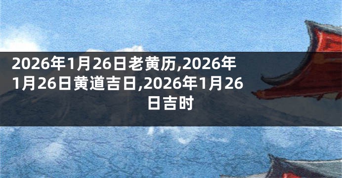 2026年1月26日老黄历,2026年1月26日黄道吉日,2026年1月26日吉时