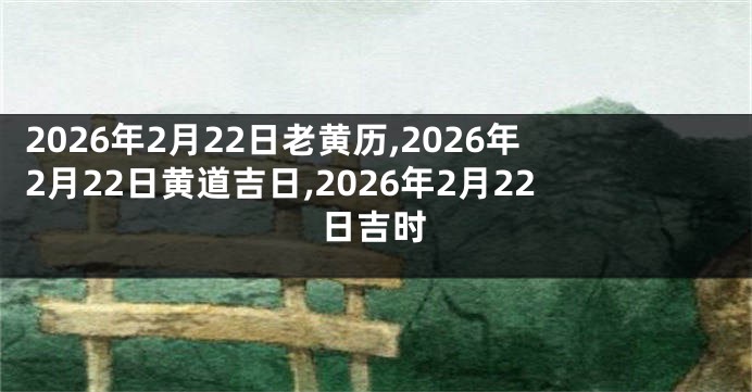 2026年2月22日老黄历,2026年2月22日黄道吉日,2026年2月22日吉时