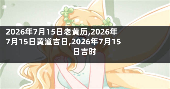 2026年7月15日老黄历,2026年7月15日黄道吉日,2026年7月15日吉时