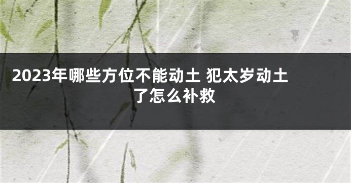 2023年哪些方位不能动土 犯太岁动土了怎么补救