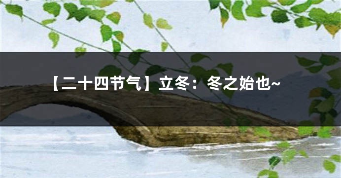 【二十四节气】立冬：冬之始也~