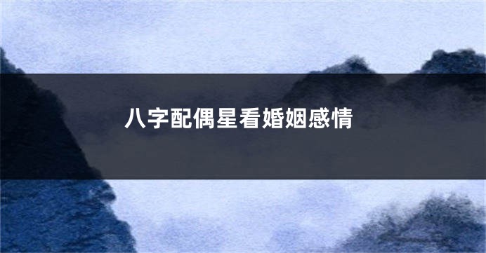 八字配偶星看婚姻感情