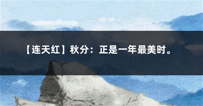 【连天红】秋分：正是一年最美时。
