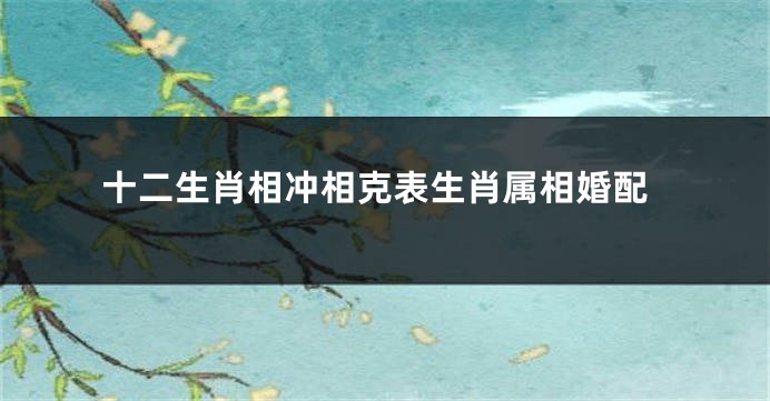 十二生肖相冲相克表生肖属相婚配