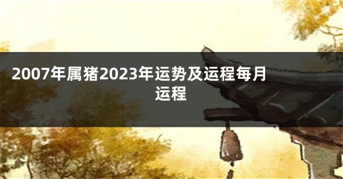 2007年属猪2023年运势及运程每月运程