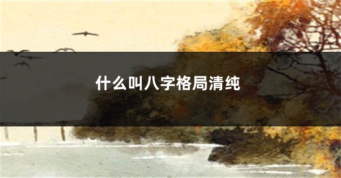 什么叫八字格局清纯