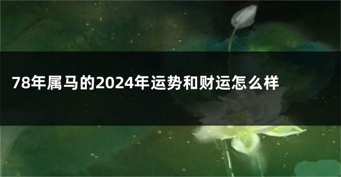 78年属马的2024年运势和财运怎么样