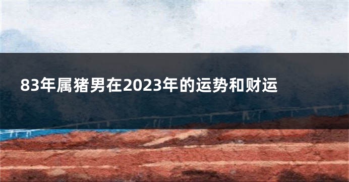 83年属猪男在2023年的运势和财运