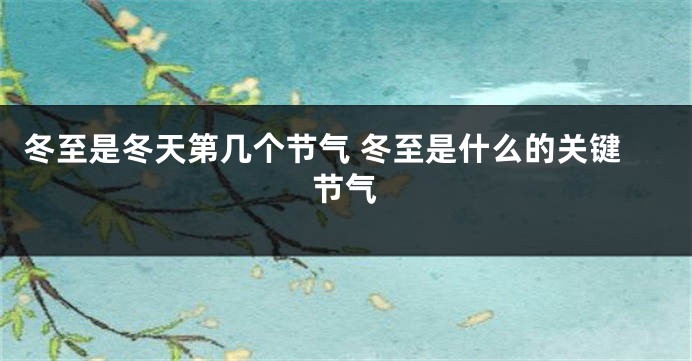 冬至是冬天第几个节气 冬至是什么的关键节气