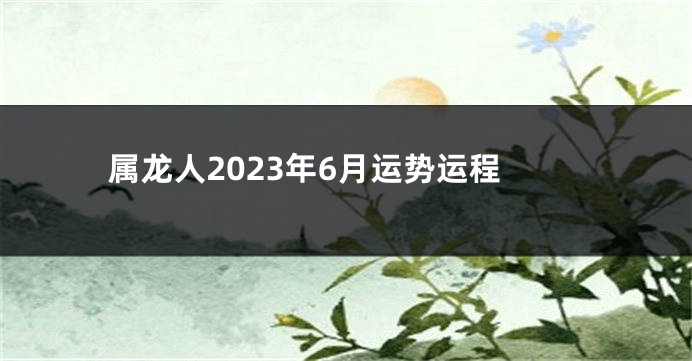 属龙人2023年6月运势运程