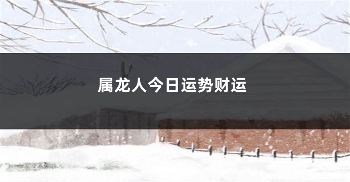 属龙人今日运势财运