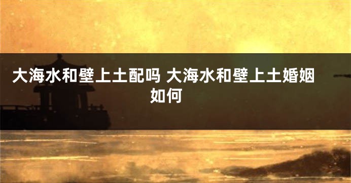 大海水和壁上土配吗 大海水和壁上土婚姻如何 