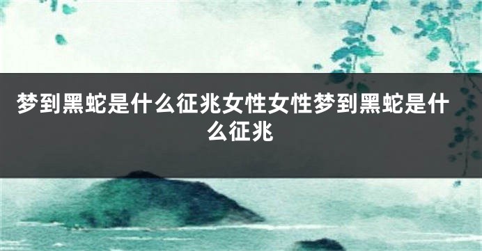 梦到黑蛇是什么征兆女性女性梦到黑蛇是什么征兆