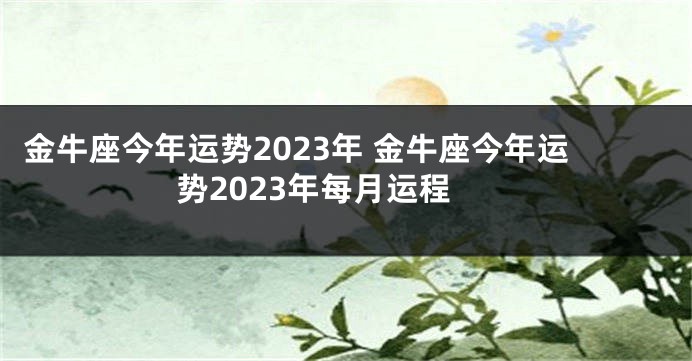 金牛座今年运势2023年 金牛座今年运势2023年每月运程