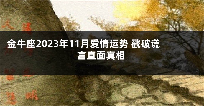 金牛座2023年11月爱情运势 戳破谎言直面真相