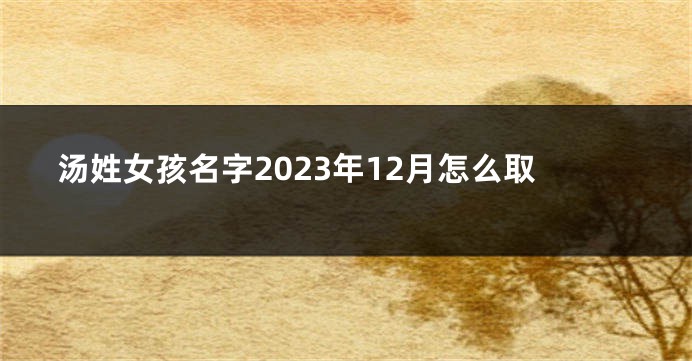 汤姓女孩名字2023年12月怎么取