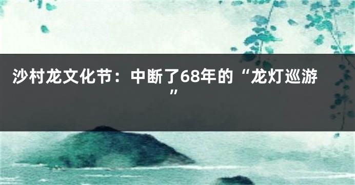 沙村龙文化节：中断了68年的“龙灯巡游”