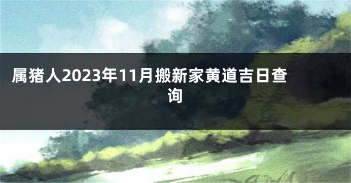 属猪人2023年11月搬新家黄道吉日查询