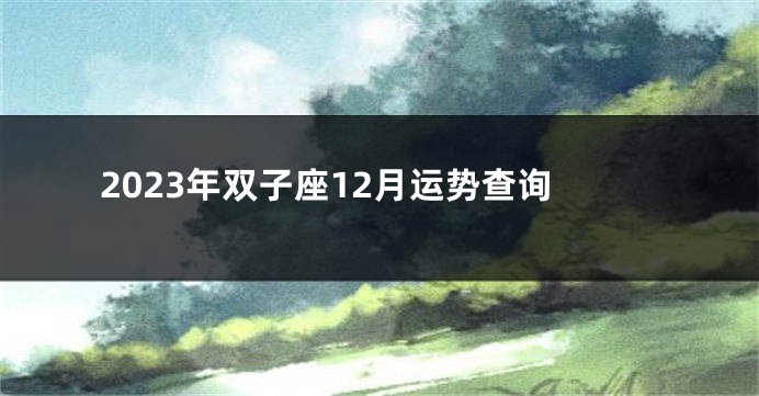 2023年双子座12月运势查询