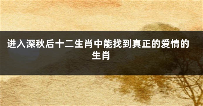 进入深秋后十二生肖中能找到真正的爱情的生肖
