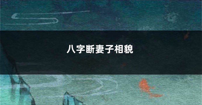 八字断妻子相貌