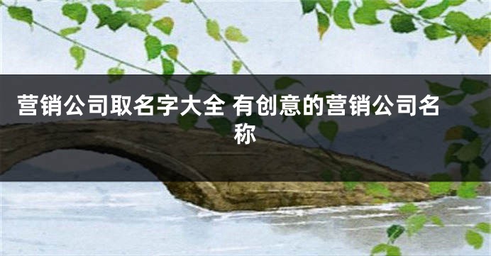 营销公司取名字大全 有创意的营销公司名称