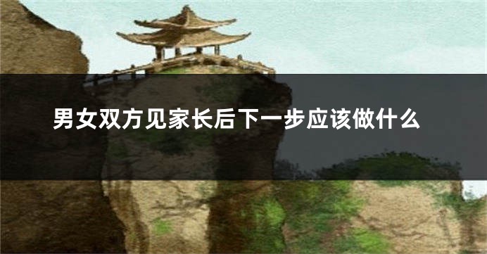 男女双方见家长后下一步应该做什么