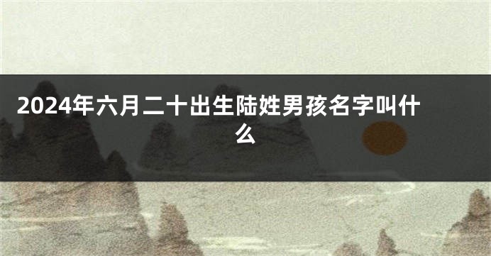2024年六月二十出生陆姓男孩名字叫什么