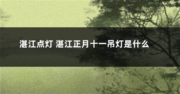 湛江点灯 湛江正月十一吊灯是什么
