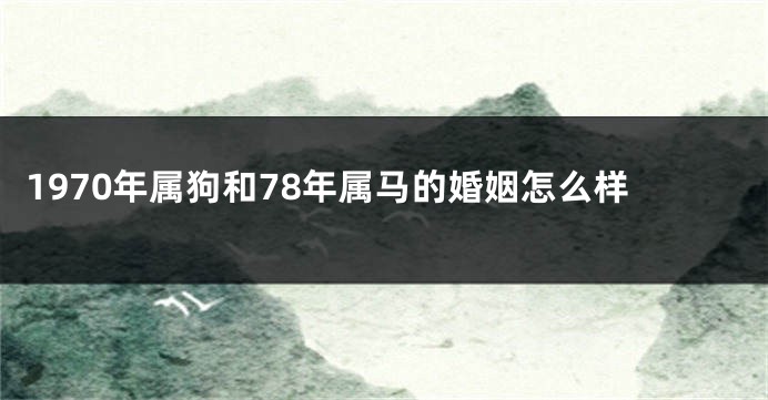 1970年属狗和78年属马的婚姻怎么样