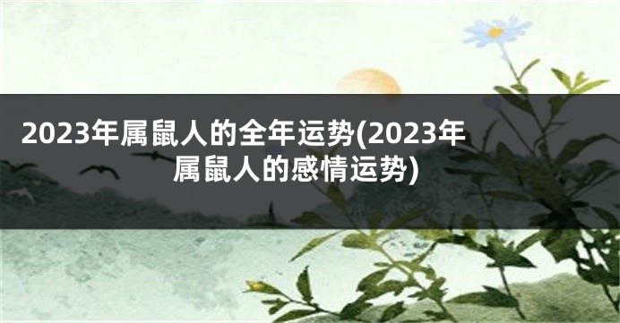 2023年属鼠人的全年运势(2023年属鼠人的感情运势)