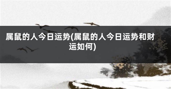 属鼠的人今日运势(属鼠的人今日运势和财运如何)