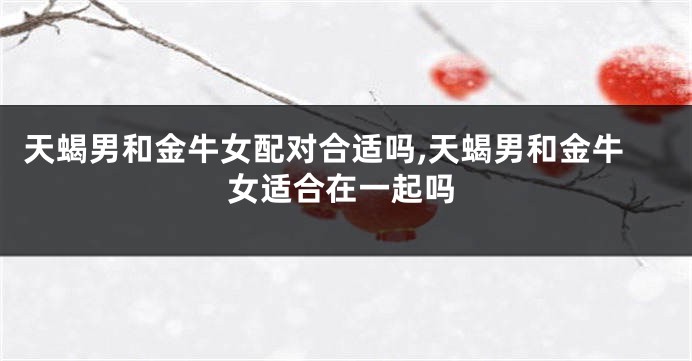 天蝎男和金牛女配对合适吗,天蝎男和金牛女适合在一起吗