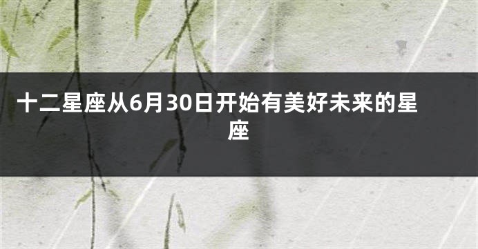 十二星座从6月30日开始有美好未来的星座