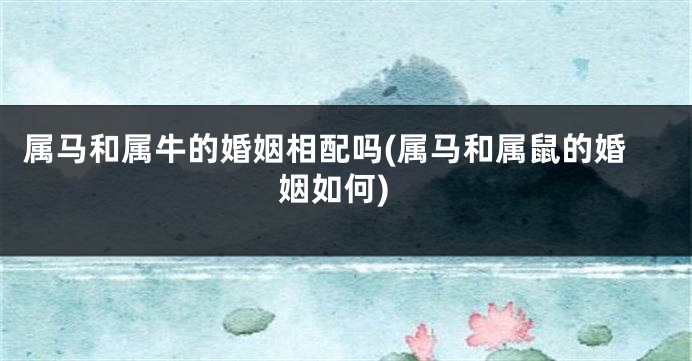 属马和属牛的婚姻相配吗(属马和属鼠的婚姻如何)