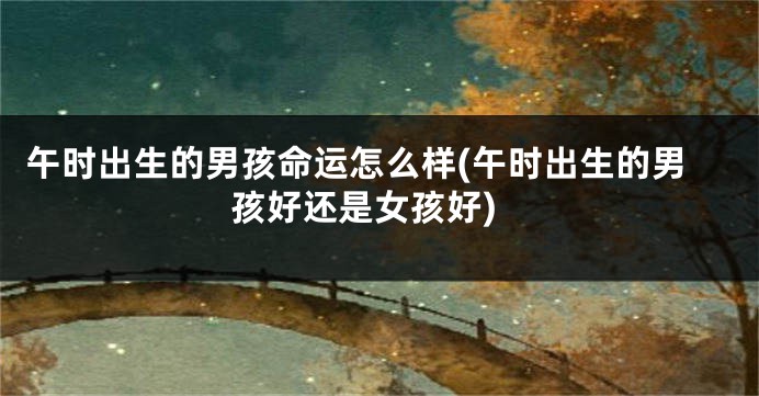 午时出生的男孩命运怎么样(午时出生的男孩好还是女孩好)