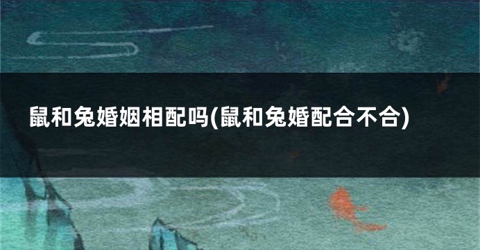 鼠和兔婚姻相配吗(鼠和兔婚配合不合)