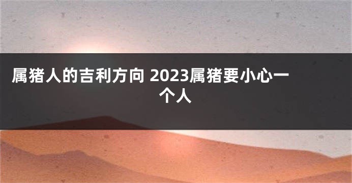 属猪人的吉利方向 2023属猪要小心一个人