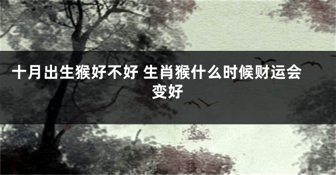 十月出生猴好不好 生肖猴什么时候财运会变好